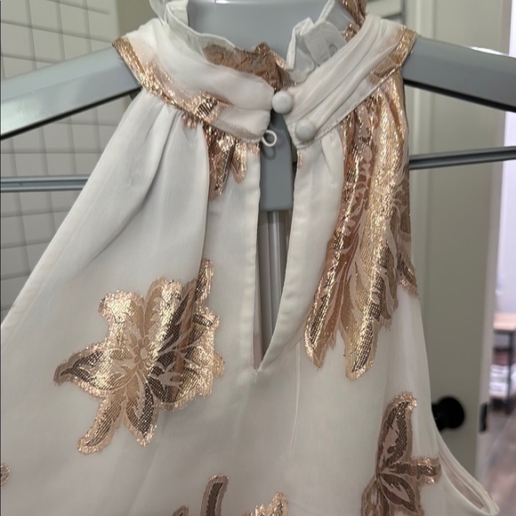 Express Bronze and white Embellished High Low Tank Top - Picture 3 of 8